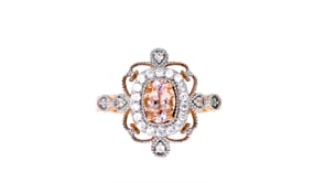 75 Carat Morganite and .44 ct. t.w. White Zircon Ring in 18kt Rose Gold Over Sterling