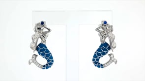 10 ct. t.w. White Topaz and Blue Enamel Mermaid Drop Earrings with Simulated Sapphire Accents in Sterling Silver