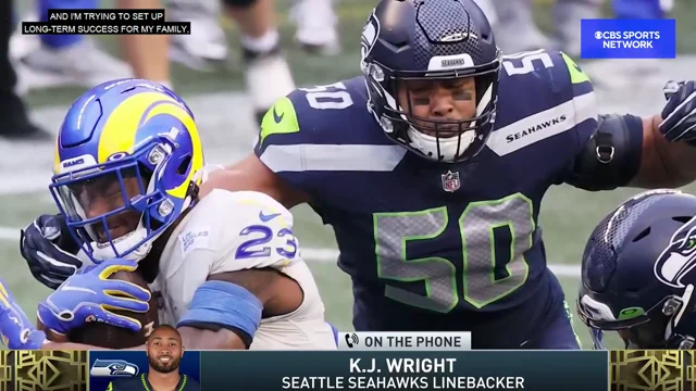 K.J. Wright Navy Blue Backer - #50 Football Seattle Seahawks T