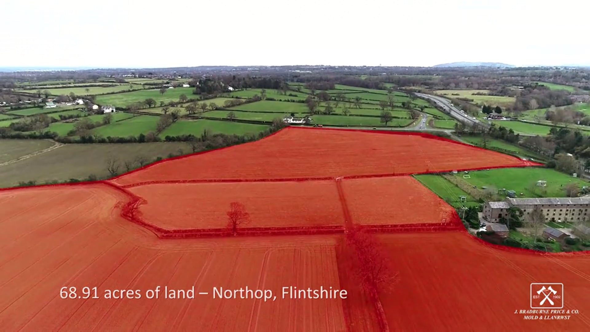 6891 acres of land – Northop, Flintshire (with land highlighting)