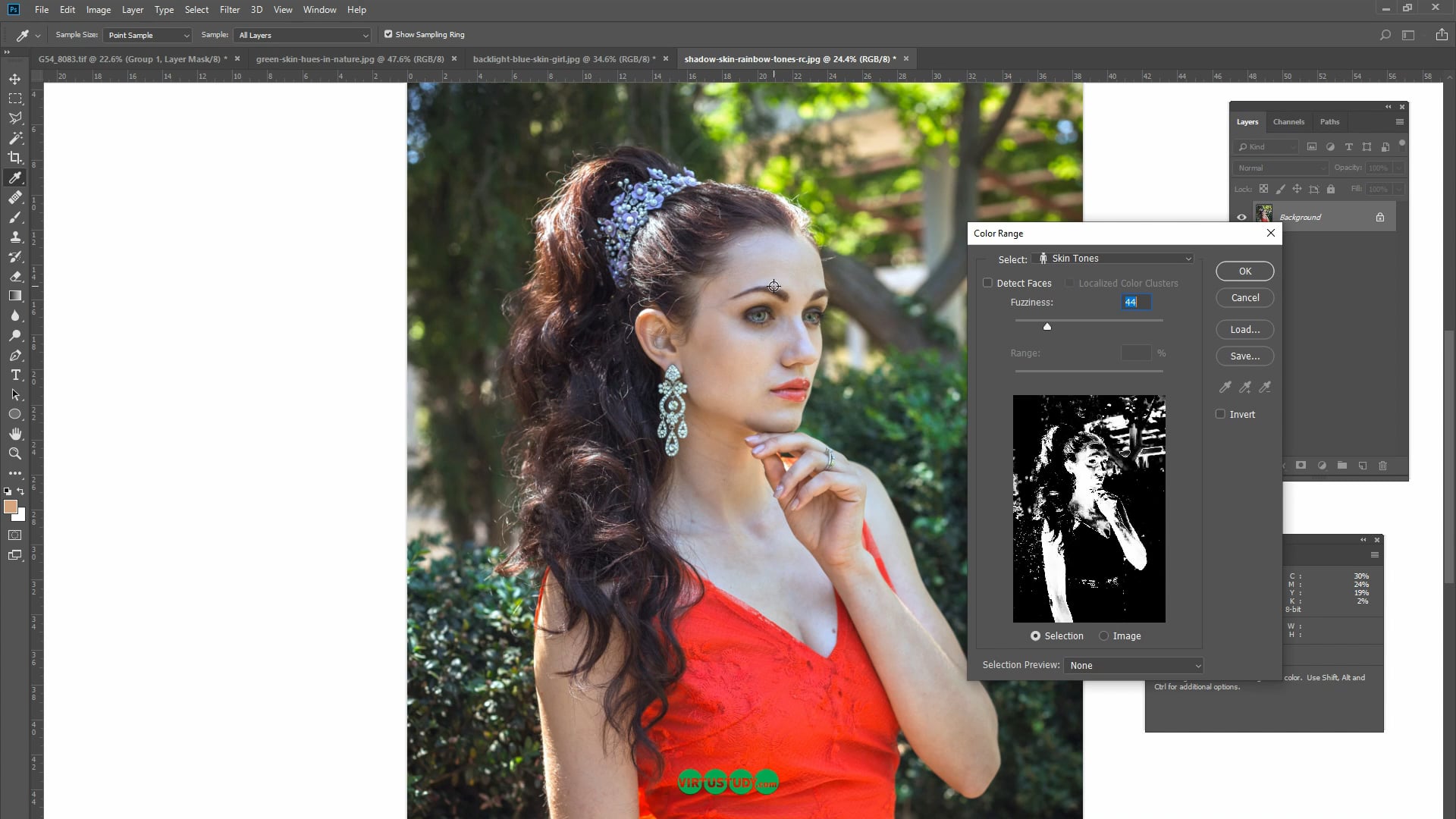 Odos spalvų išskyrimas Adobe Photoshop programoje