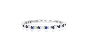 20 ct. t.w. Sapphire and .15 ct. t.w. Diamond Eternity Band Ring in 14kt White Gold