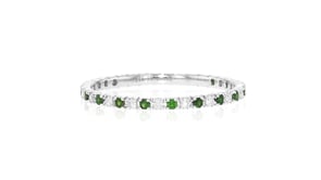 20 ct. t.w. Emerald and .15 ct. t.w. Diamond Eternity Band Ring in 14kt White Gold
