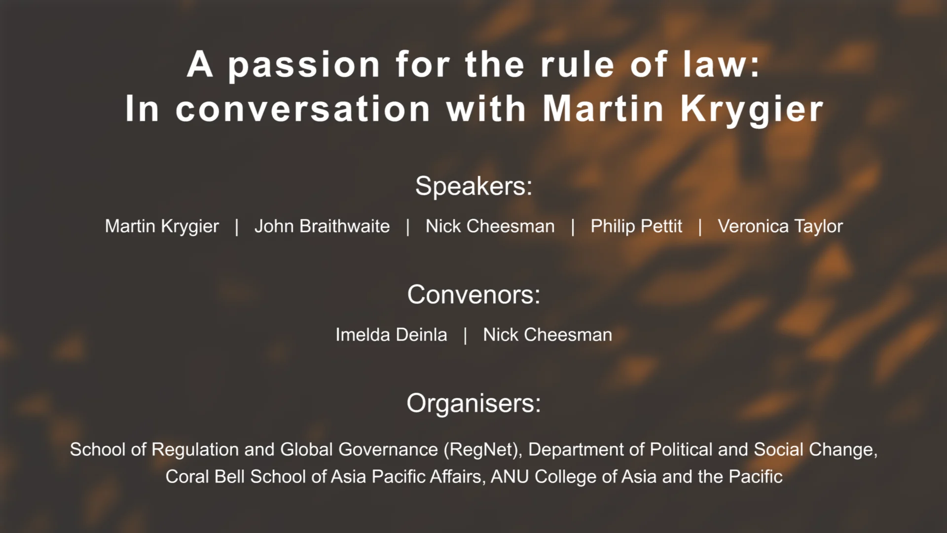 A Passion For The Rule Of Law In Conversation With Martin Krygier On Vimeo