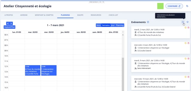 Modifier et télécharger le planning