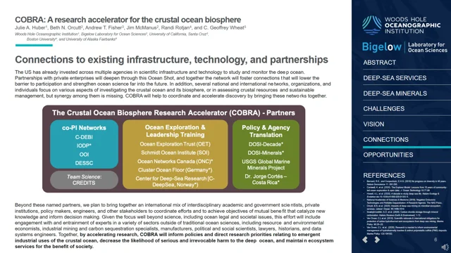 COBRA: A Research Accelerator for the Crustal Ocean Biosphere