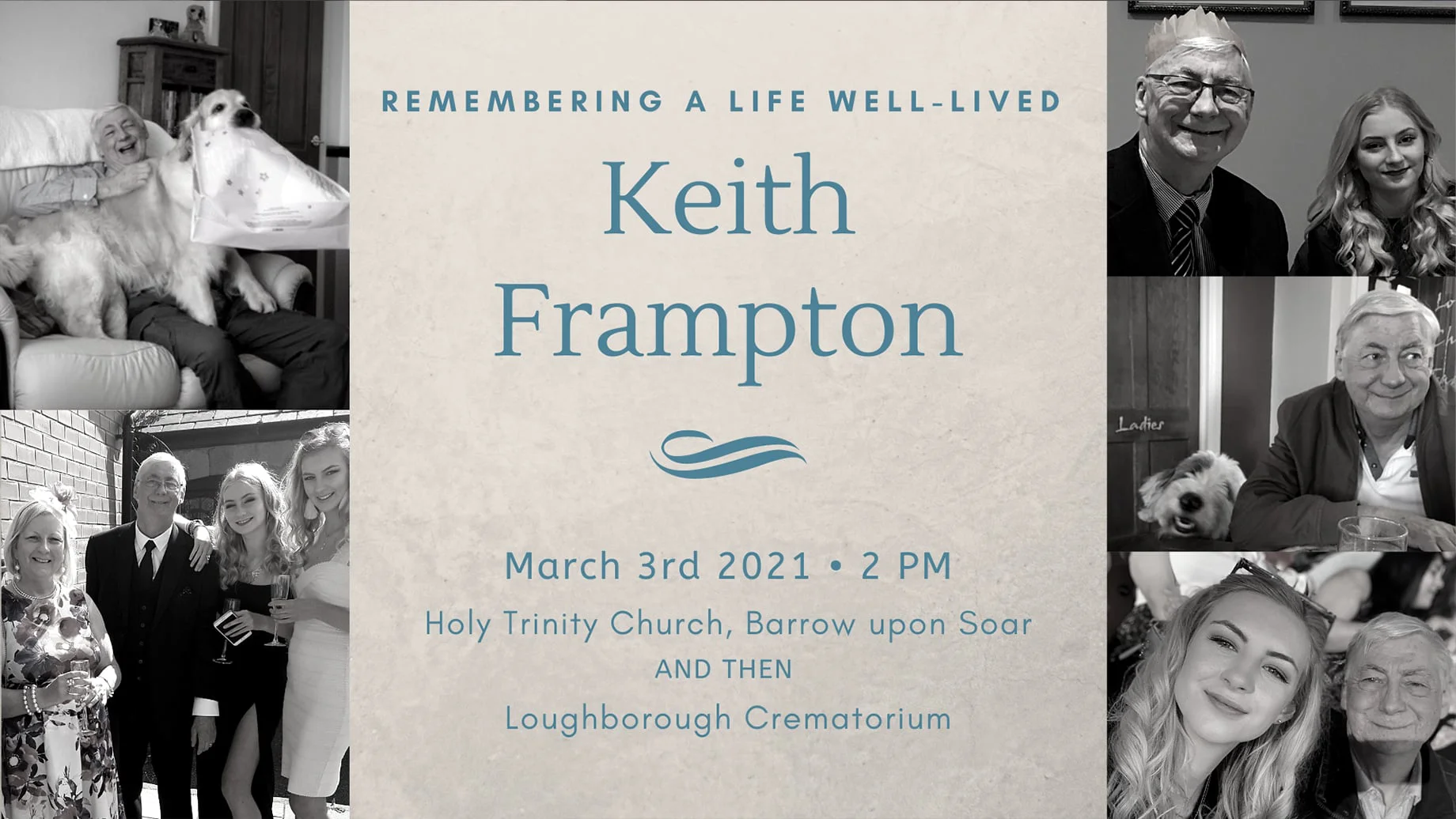 Funeral Streaming 3rd March Keith Frampton