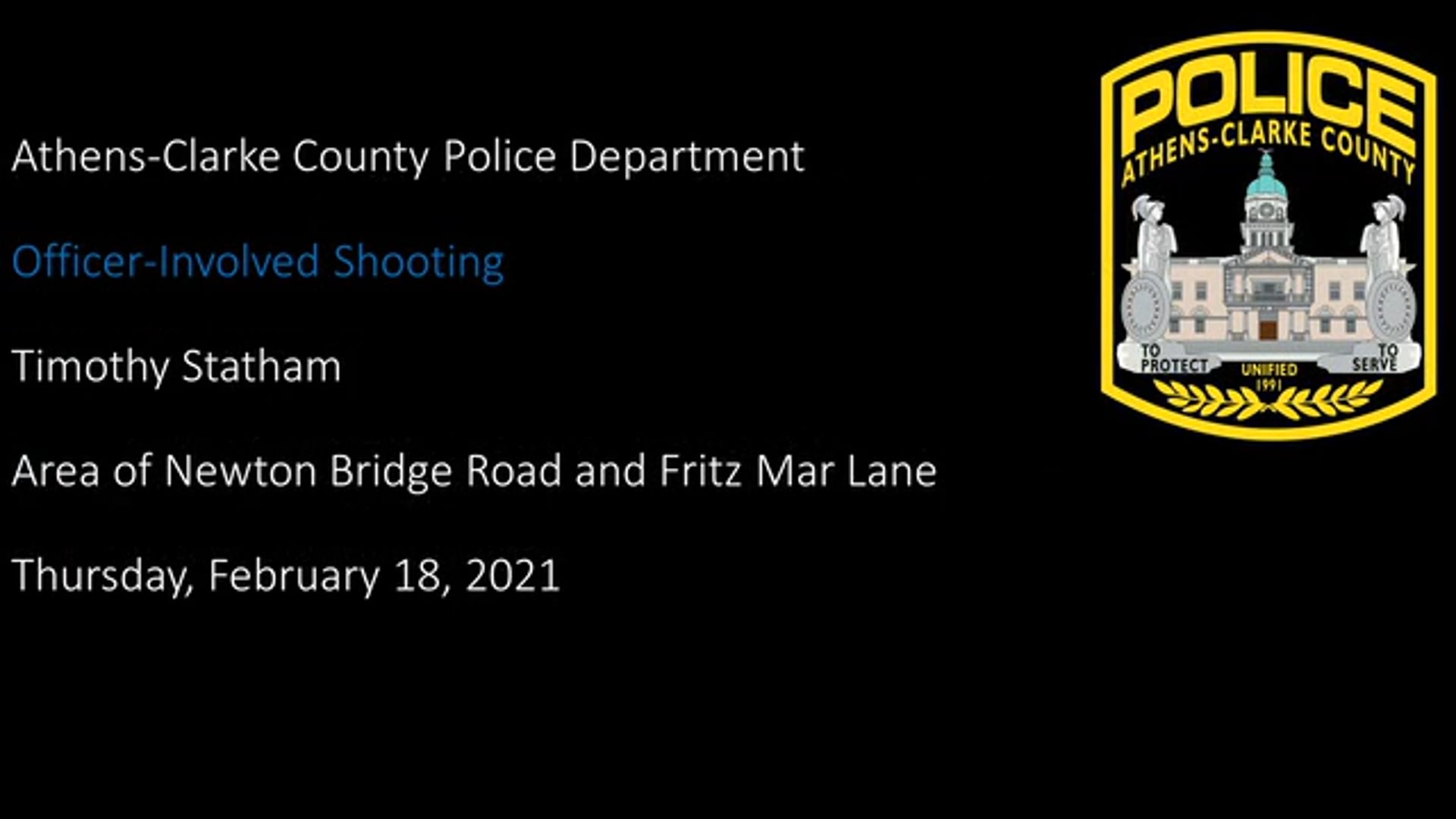 Officer Involved Shooting, Newton Bridge Road