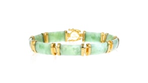 Green Jade Bar Bracelet in 18kt Gold Over Sterling
