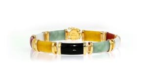 Multicolored Jade Good Fortune Bracelet in 18kt Gold Over Sterling