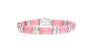 Pink Jade Bracelet in Sterling Silver