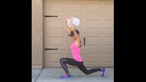 Split Squat Press, Russian Twist with Weight, Triceps Kickback, Dumbbell Swing