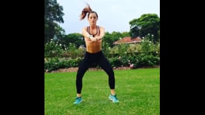 Jump Squat Variation, Jumping Lunges, Squats, Side Lunge with Kick