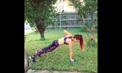 Plank Squats, Plank Arm Lifts, Pushups, Side Elbow Plank Arm Lifts, Twist Lunges