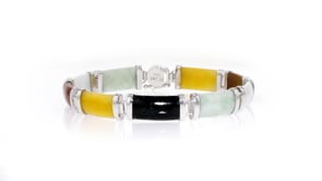 Multicolored Jade Good Fortune Bracelet in Sterling Silver