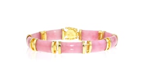 Pink Jade Good Fortune Bracelet in 18kt Gold Over Sterling