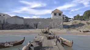 Simulació en 3D de l'antic port grec d'Empúries