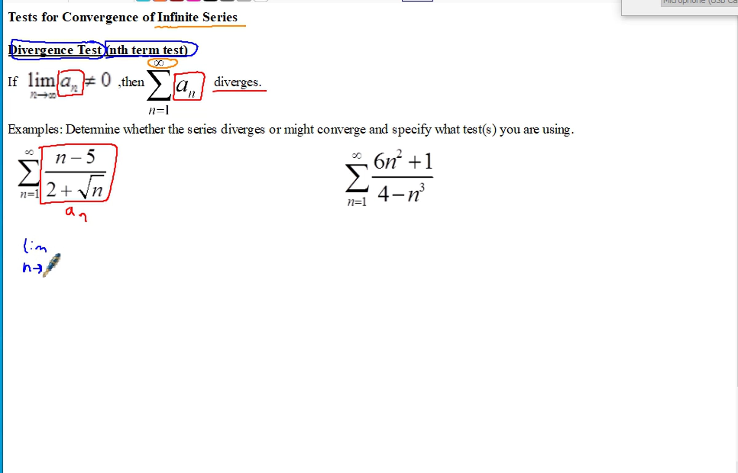 AP Calculus BC Notes nth term test, Integral test, p-series test ...