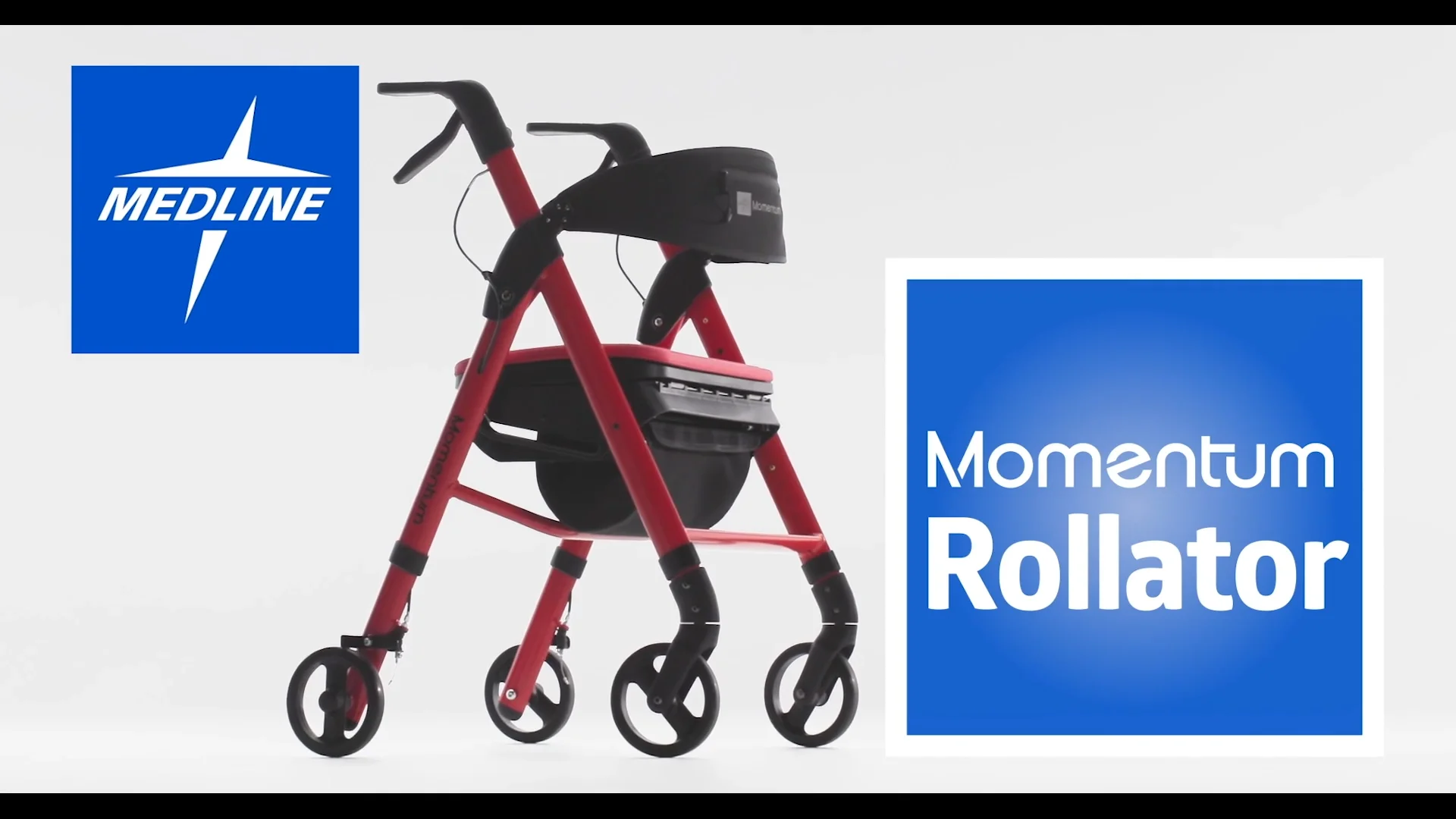 Medline Momentum Rollator Folding Walker with Seat Cushion