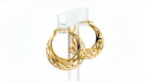 Italian 14kt Yellow Gold Filigree Hoop Earrings