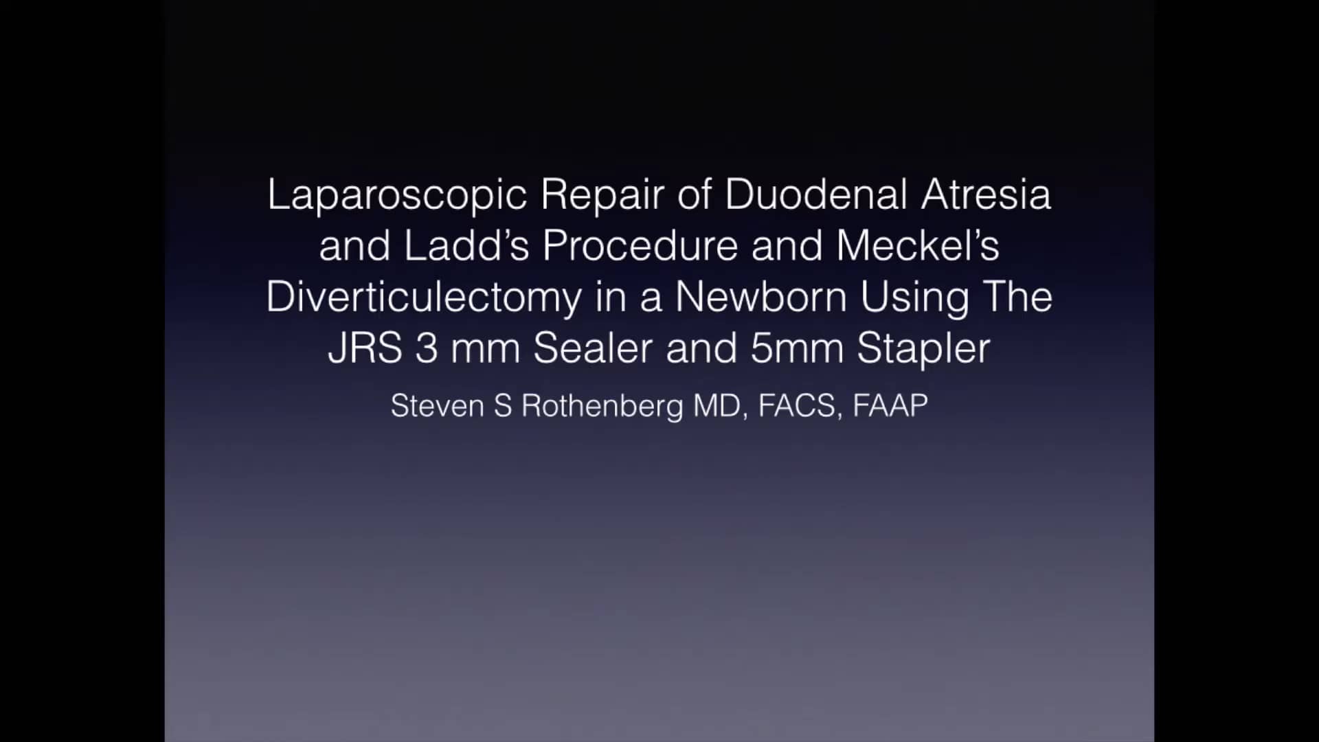 Laparoscopic Repair of a Duodenal Atresia and Ladd's Procedure on Vimeo