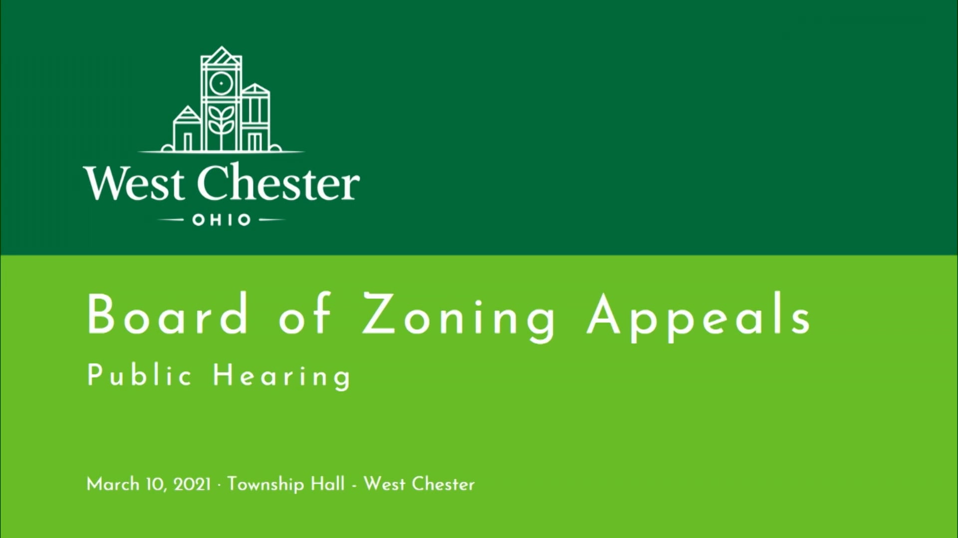 West Chester Township Board of Zoning Appeals March 10, 2021 on Vimeo