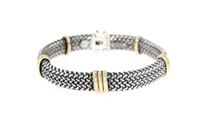 Italian Sterling Silver and 18kt Bonded Gold Woven Bracelet