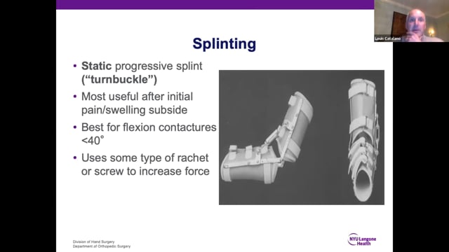 Elbow Therapy and Splinting – What every Hand Surgeon Should Know