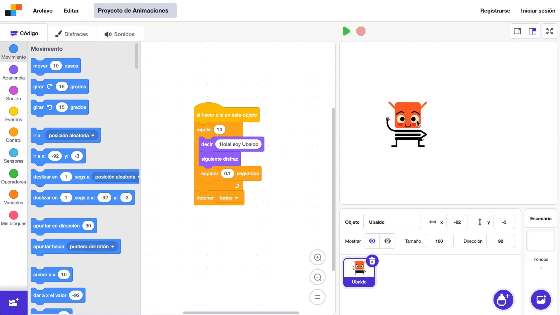 Suite de aplicaciones Educabot: Animaciones