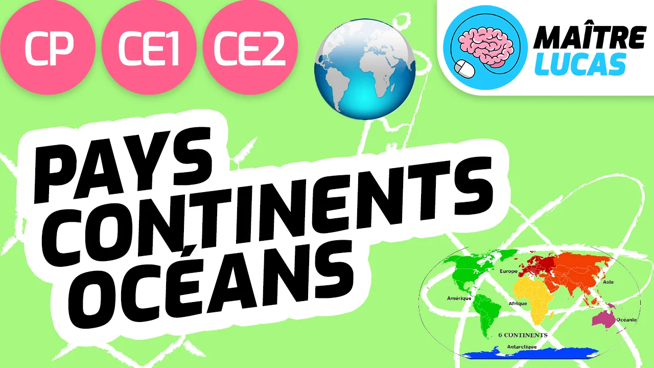 Continents Et Océans Ce2 Pays, continents, océans - Questionner le monde CP - CE1- CE2 - Cycle 2  Situer un lieu sur une carte on Vimeo