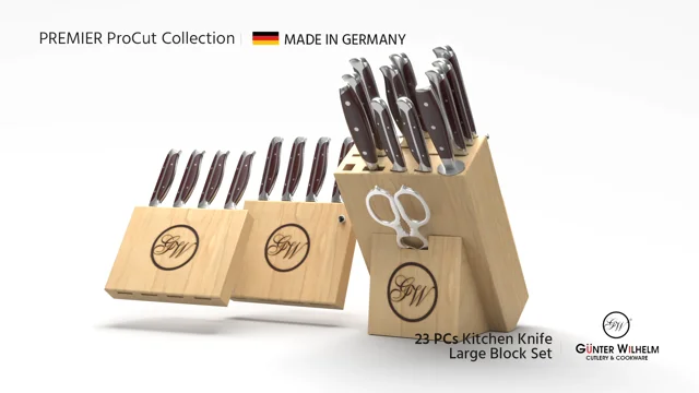 Gunter Wilhelm In-Block Knife Set - Premium Quality 16 Piece Set