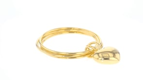 Italian Andiamo 14kt Yellow Gold Heart Charm Multi-Bangle Bracelet. 7