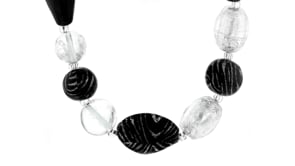 4-20mm Zebra-Print Murano Glass Bead Necklace with Sterling Silver
