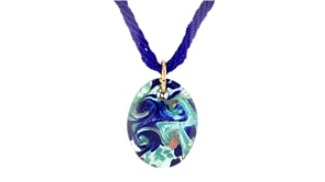 Italian Multicolored Murano Glass Pendant Necklace in 18kt Gold Over Sterling