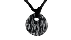 Italian Zebra-Print Murano Glass Pendant Necklace with Sterling Silver