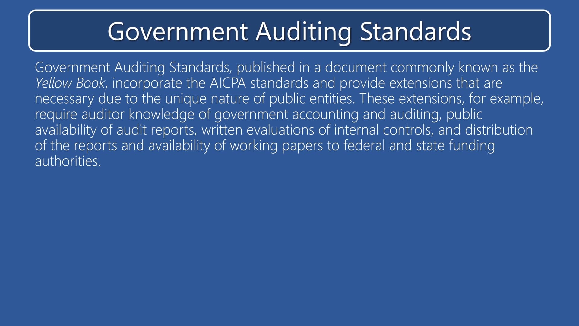 Government Auditing Standards Government and NFP Accounting on Vimeo