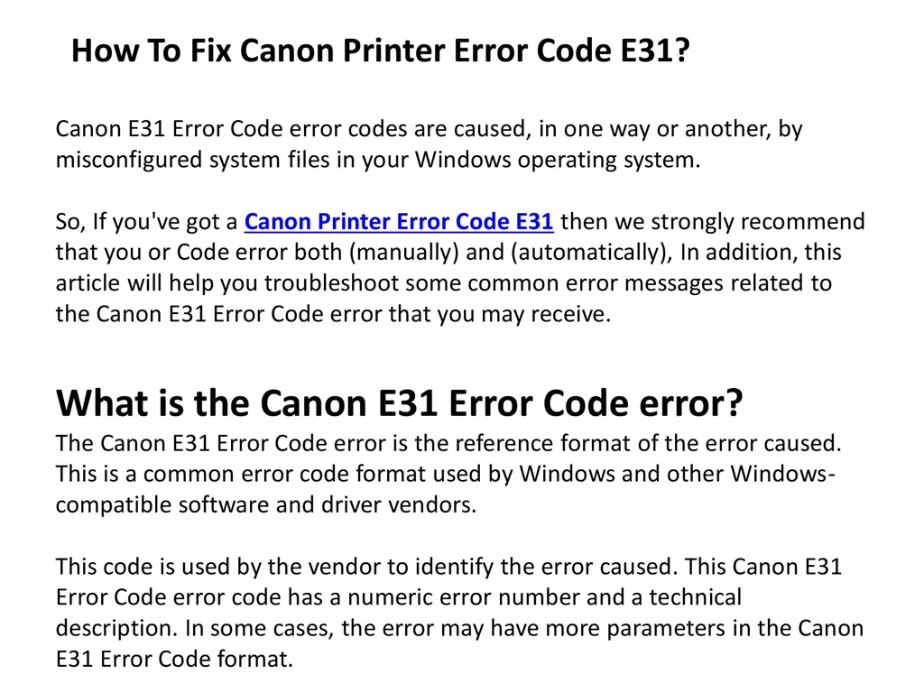 Canon Printer Error Code E31.mp4 on Vimeo