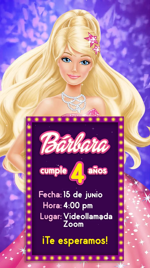 ▷ Invitación Digital Baile de Cumpleaños Barbie, GRATIS