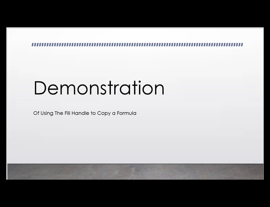Demonstration of using the fill handle to copy a formula on vimeo
