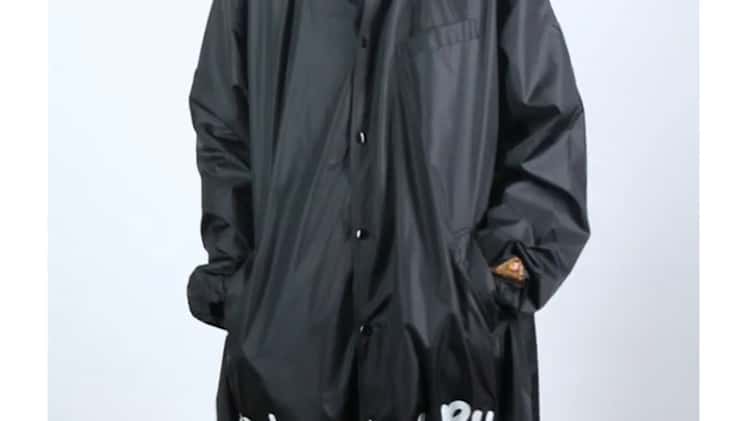 Kapital-Drizzle-Nylon-Ripper-Coach-Jacket-Long-Graffiti-Black