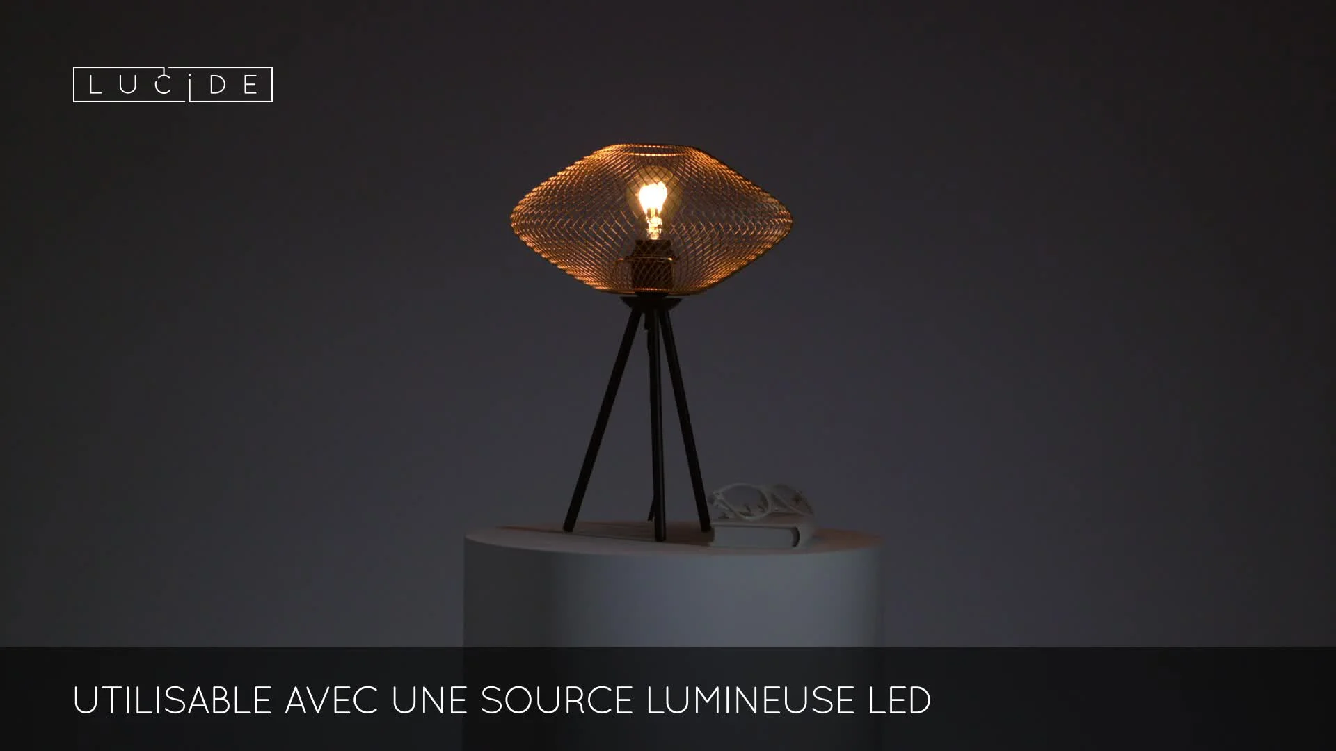 Lucide MESH - Lampe de table - Ø 30 cm - 1xE27 - Or Mat / Laiton (21523 ...
