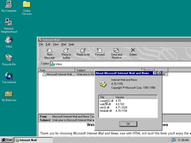 Easter egg in Windows 95 Internet Mail