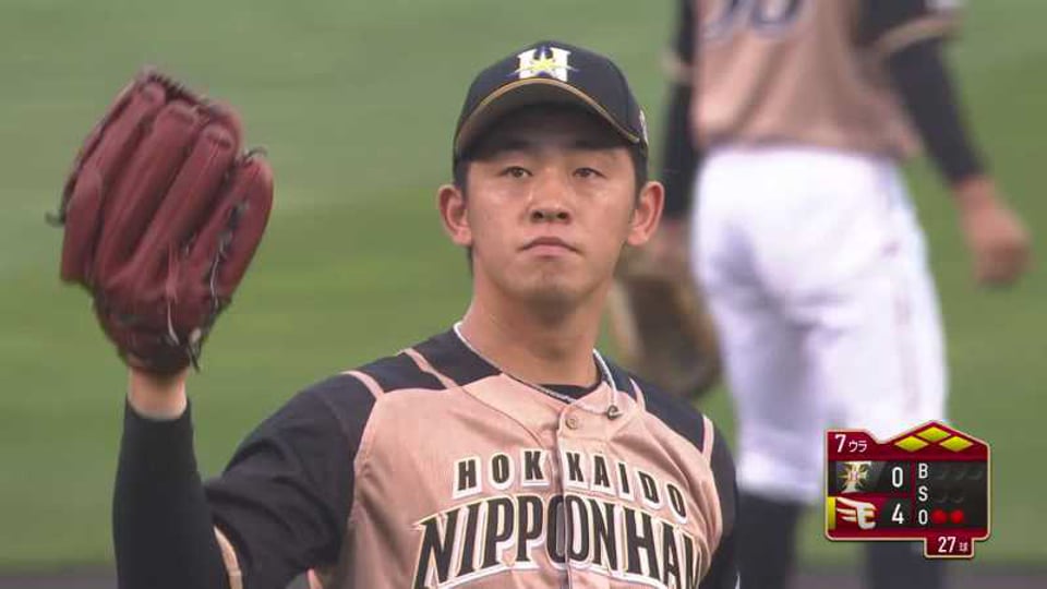 【7回裏】ファイターズ・北浦 満塁のピンチを空振り三振で凌ぐ好リリーフ!!  2021/3/28 E-F