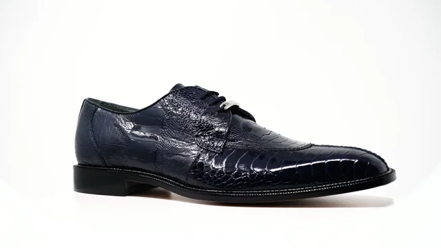 Belvedere Siena Ostrich Lace Up Shoes Navy