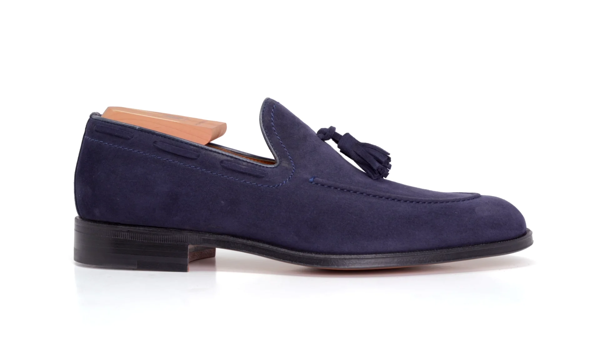 Sarar men\'s navy tassel shoes size 43 36205 - Tassel Loafer in Navy Blue Suede – ALDEN SHOES main image 3