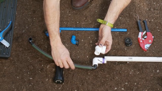 Repair end-of-line sprinkler using PVC-Lock and Blu-Lock Fittings