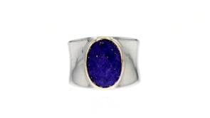 Lapis Ring in Sterling Silver with 14kt Yellow Gold