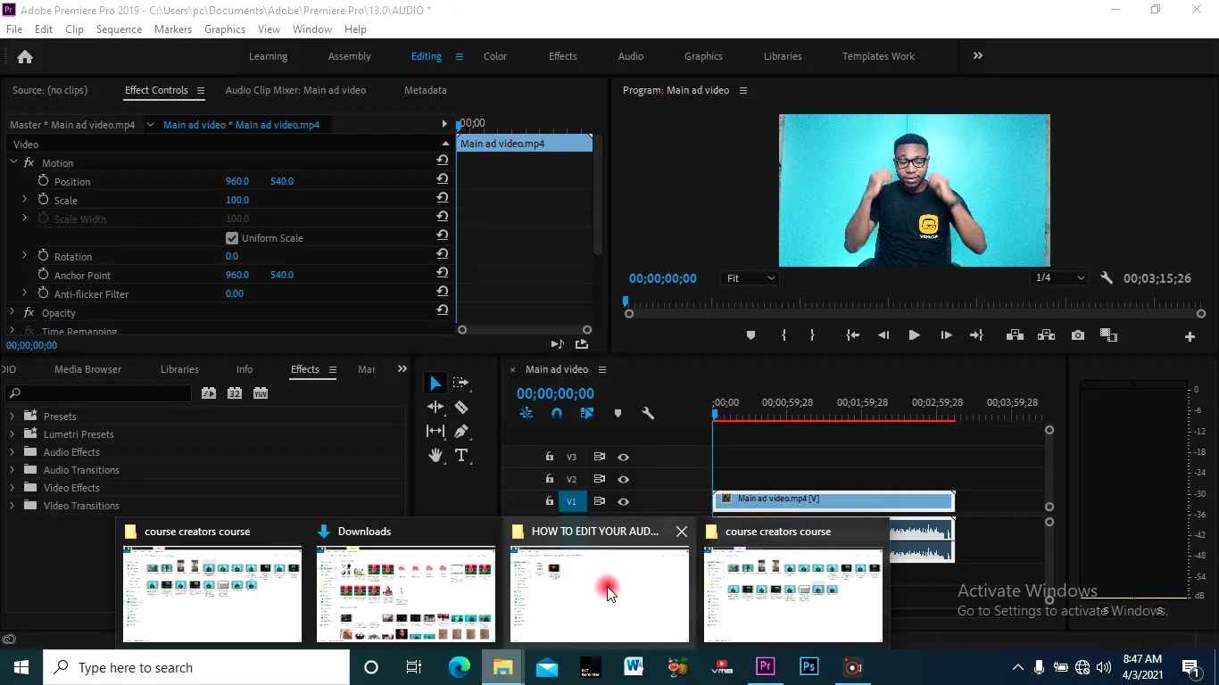 audio editing on Vimeo
