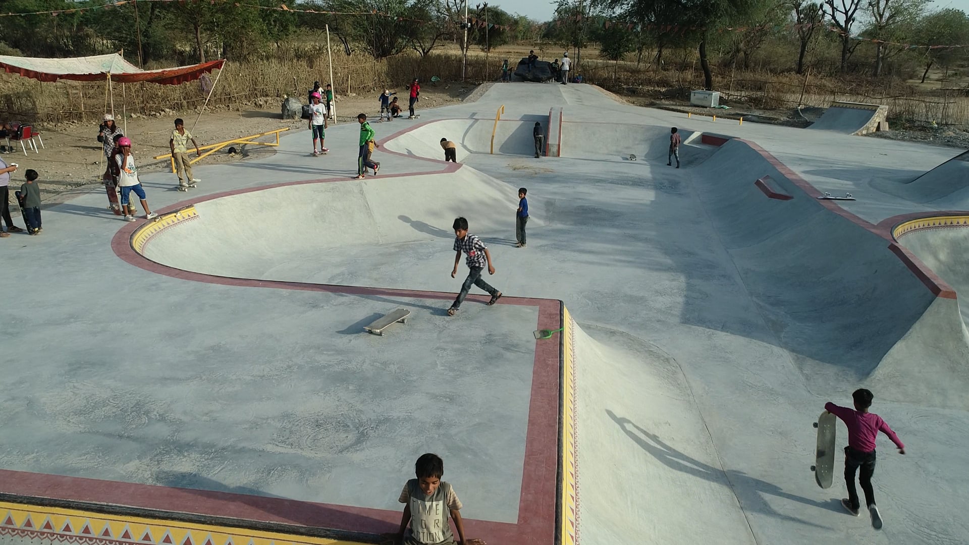 Drone shot of Desert Dolphin Skatepark, Khempur, Rajasthan