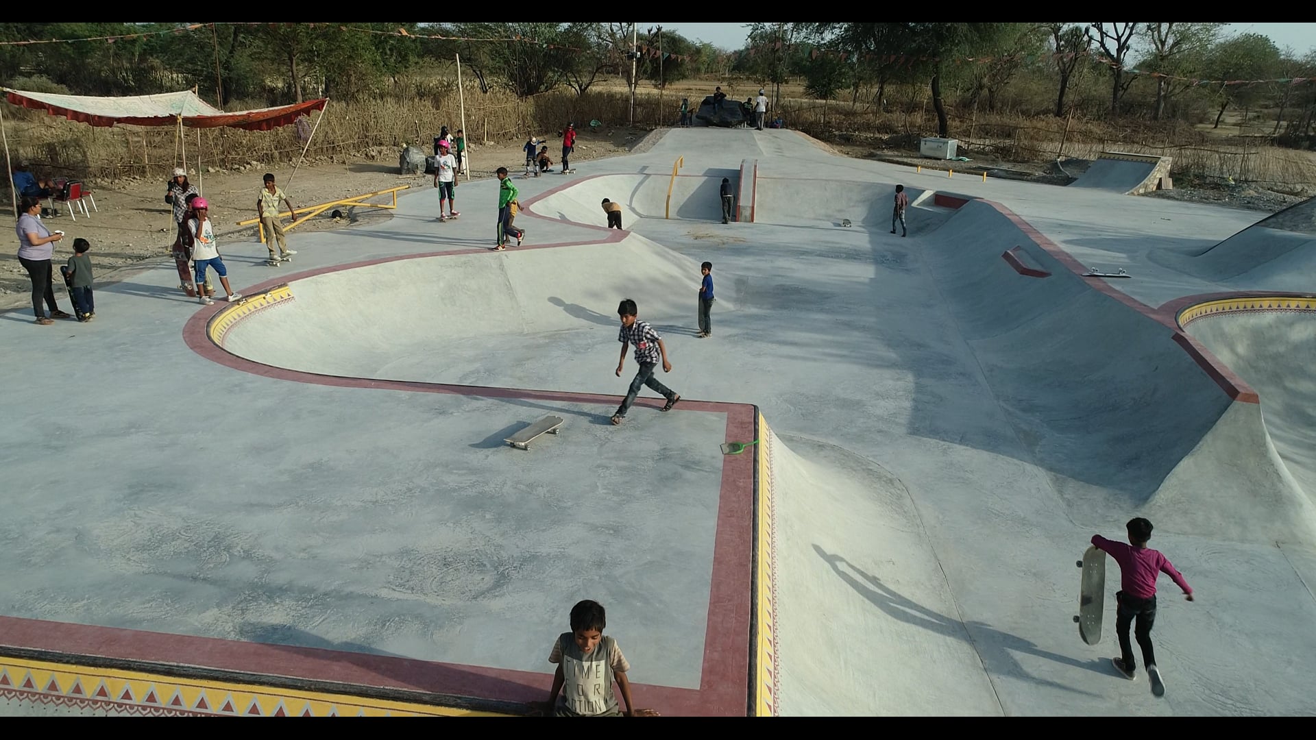 Drone shot of Desert Dolphin Skatepark, Khempur, Rajasthan